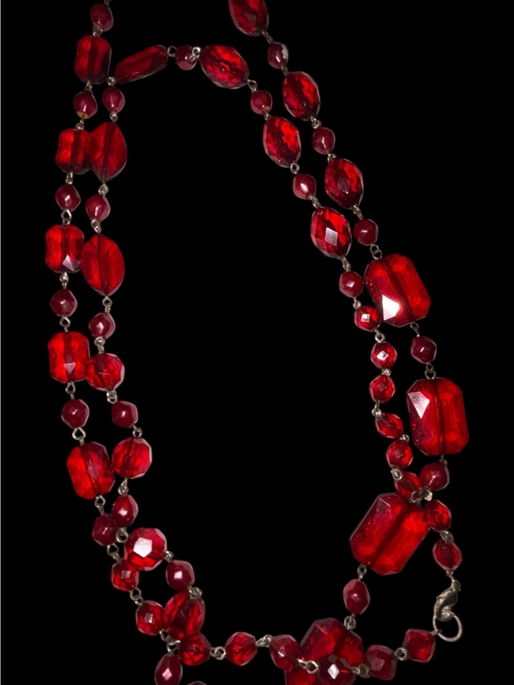 Vintage estate sale Ruby Red Faceted Necklace -untested